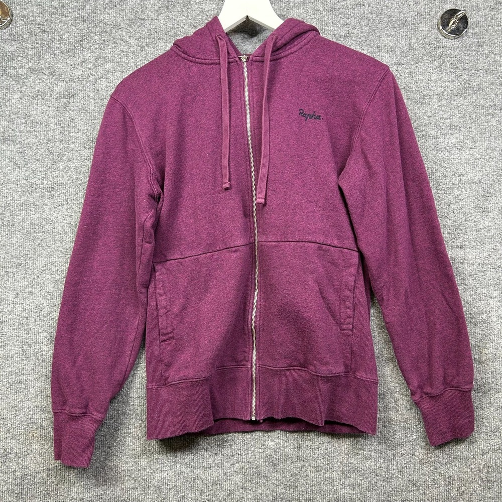 Rapha Full Zip Hoodie Women's Purple Cuffed Sleeve Logo Fleece Sweatshirt - S